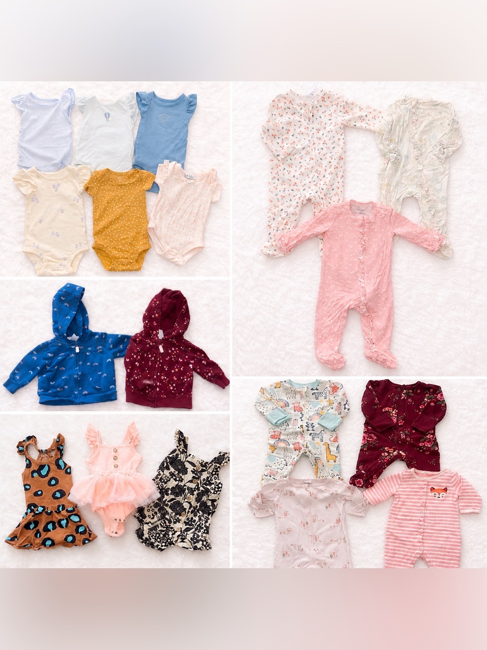 Carter’s Baby Girl Clothing Bundle 0-3M 3M | Sleepers Bodysuits Dresses Hoodies